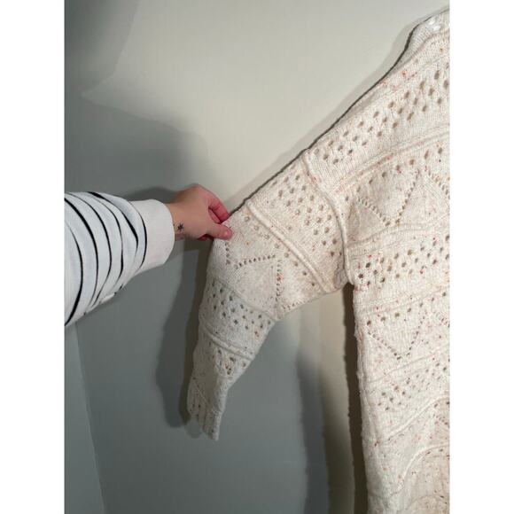 Sundance Minnie V Neck Confetti Open Knit Sweater in Ivory - Picture 5 of 11